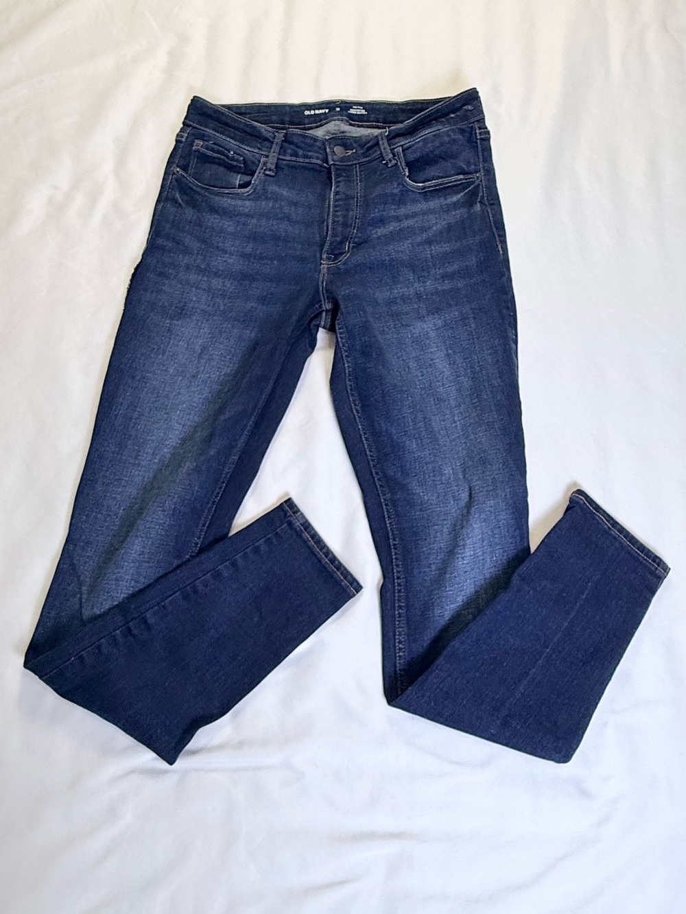 Old Navy Navy Mid-Rise Rockstar Super Skinny Jeans